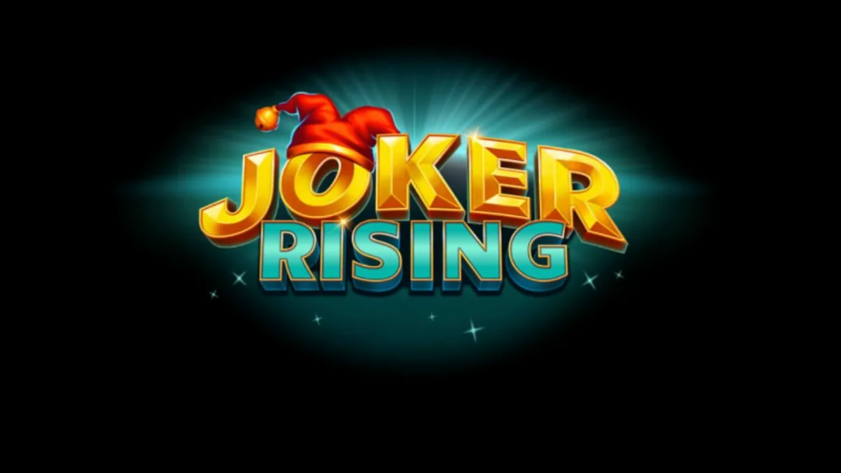 Tampilan layar utama slot Joker Rising dengan simbol buah neon dan karakter Joker