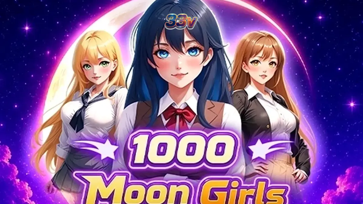 Tampilan antarmuka slot 1000 Moon Girls dengan tujuh gulungan